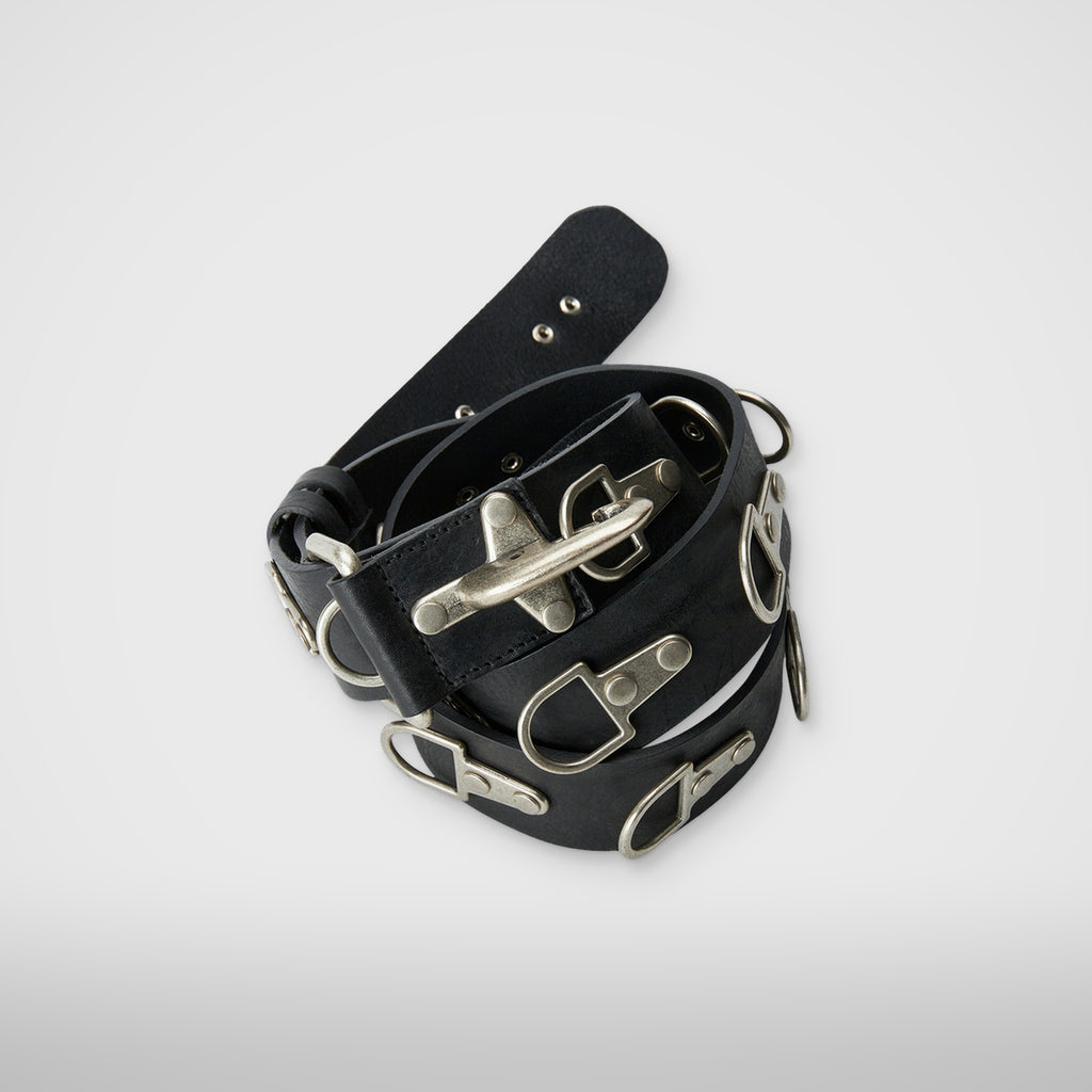 Thug Club Full Metal Leather Belt in black, view 3 of 6