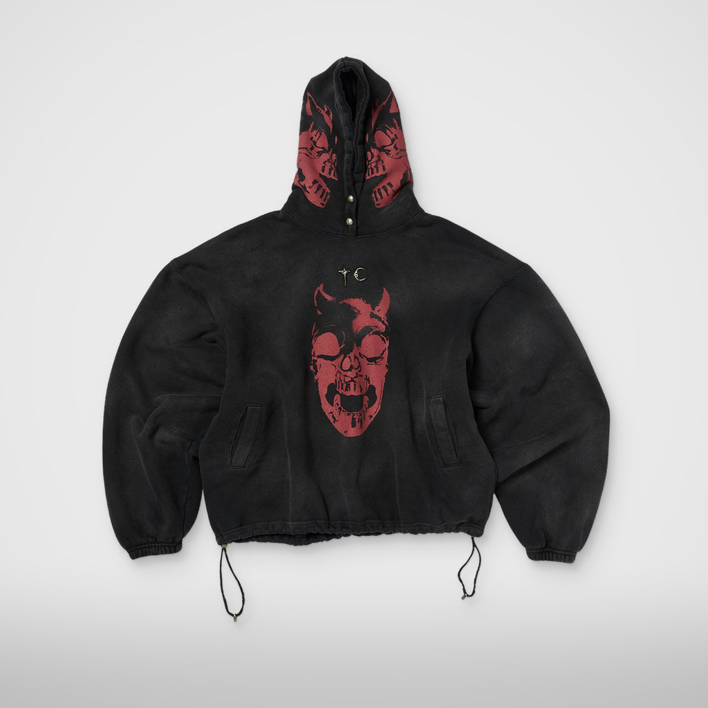 Thug Club TC Riding Skull Hoodie in black, front view
