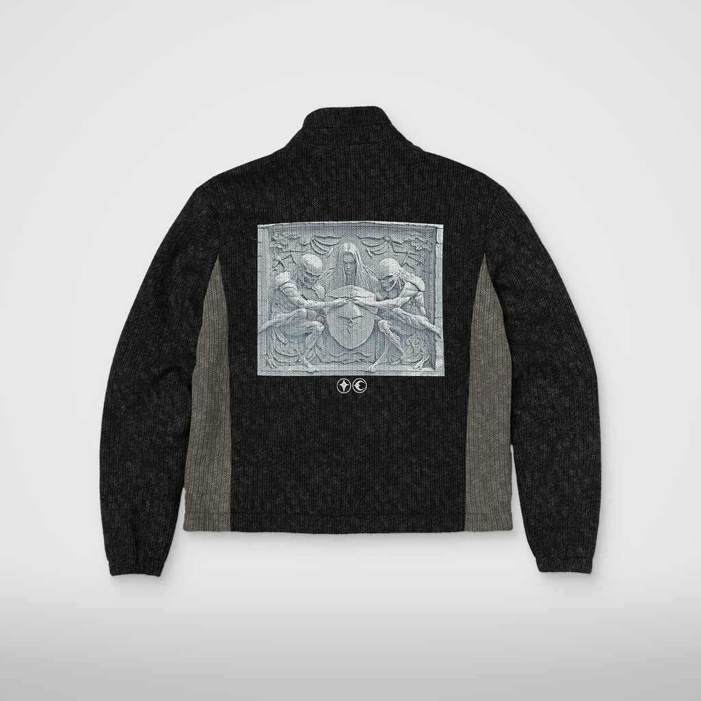 Thug Club Devil Peace Patch Knit Jacket in black