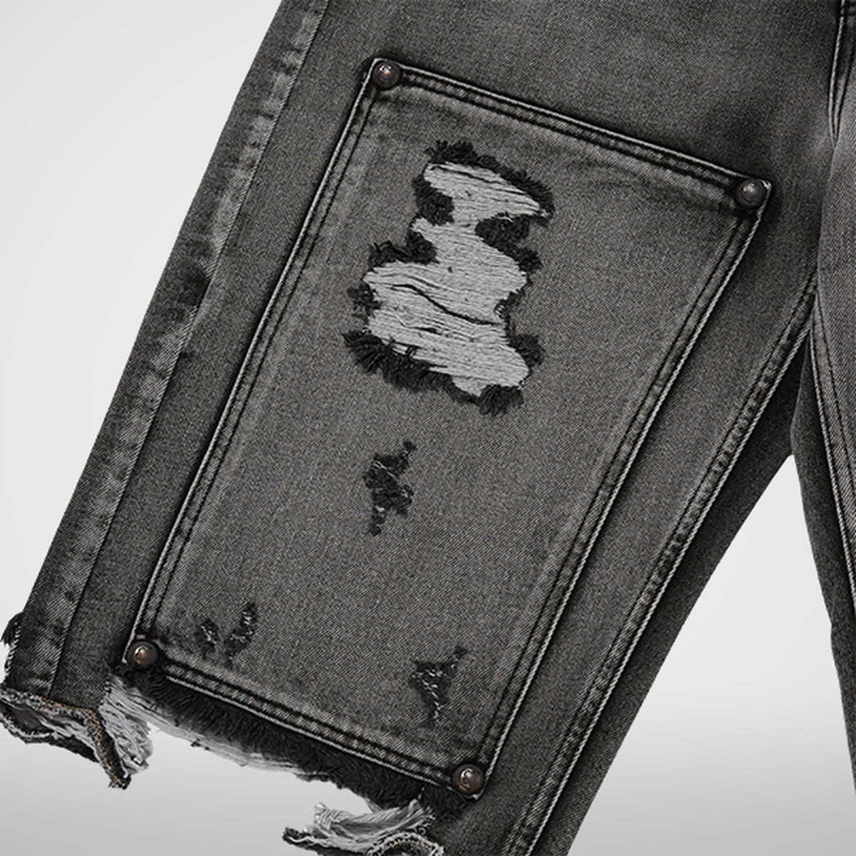 Thug Club Double Knee Damage Shorts in black, view 6 of 6