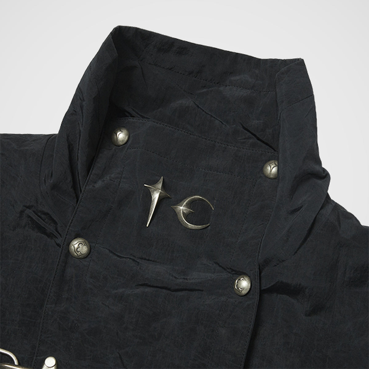 Thug Club Scarred Bio Soldier Trench Coat in black, view 3 of 8