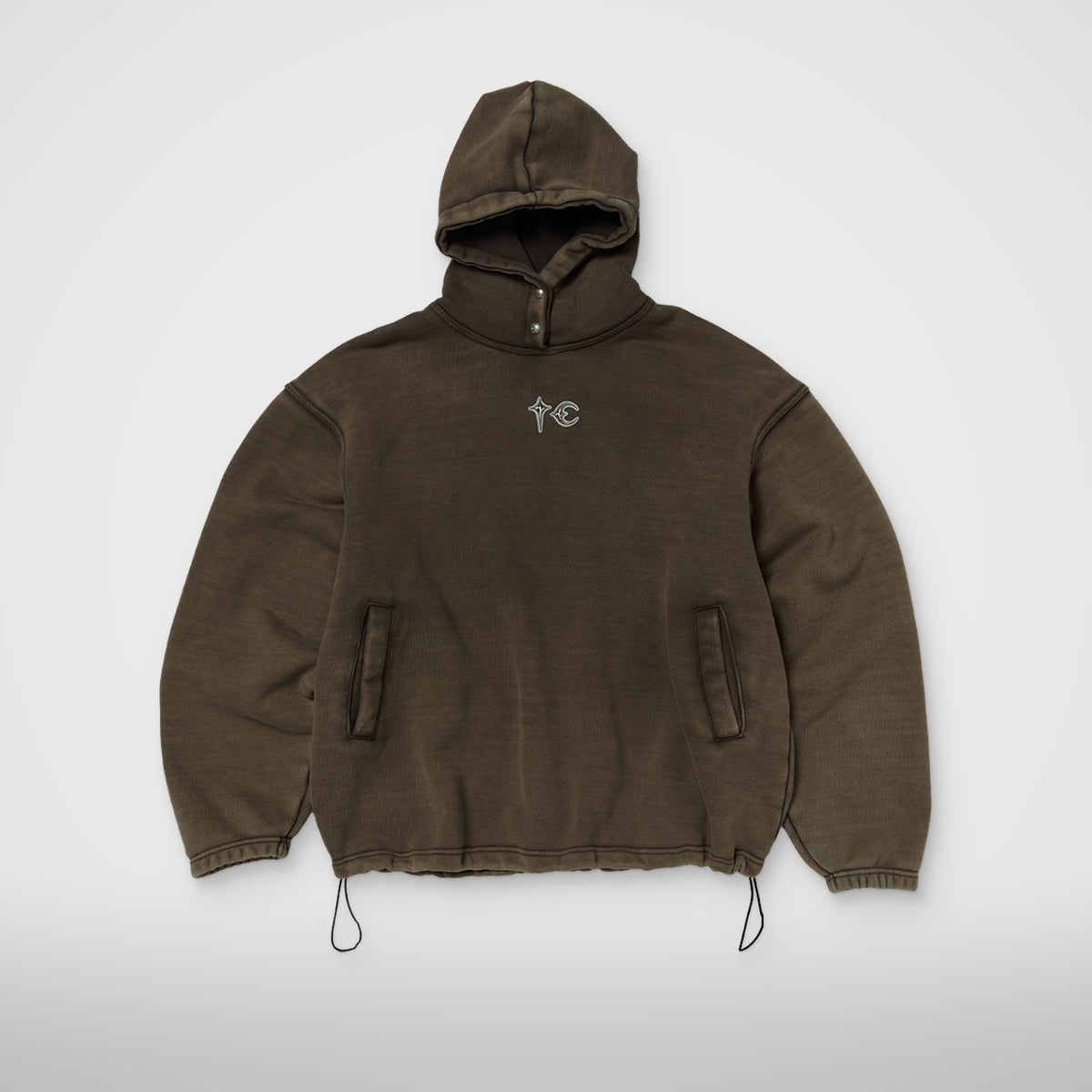 Thug Club Devil Peace Patch Hoodie in brown, view 2 of 2