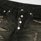 Thug Club Skull Stitch Ripped Denim Pants in black, view 3 of 4