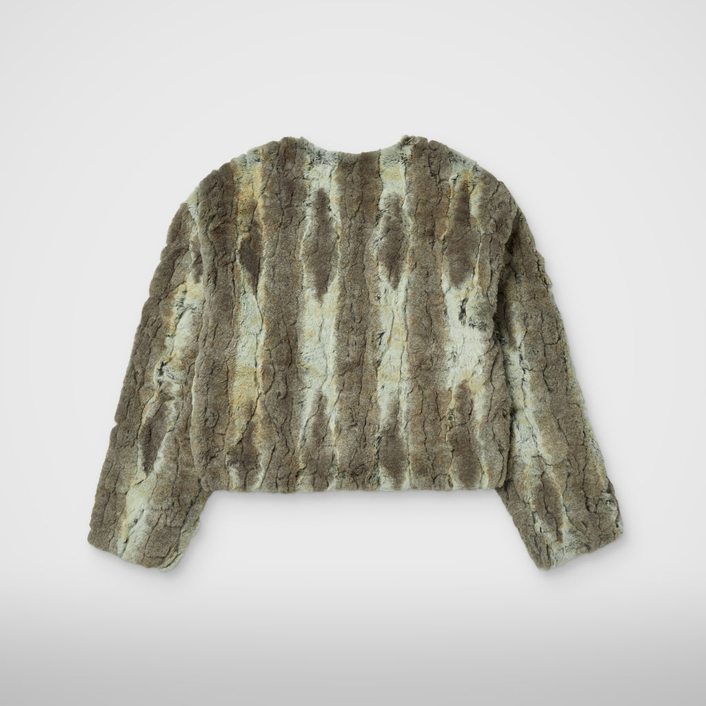 Thug Club Jindo Mix Fur Jacket in beige, view 2 of 8