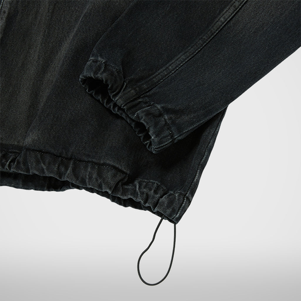 Thug Club Basic Emblem Denim Jacket in black, view 6 of 7