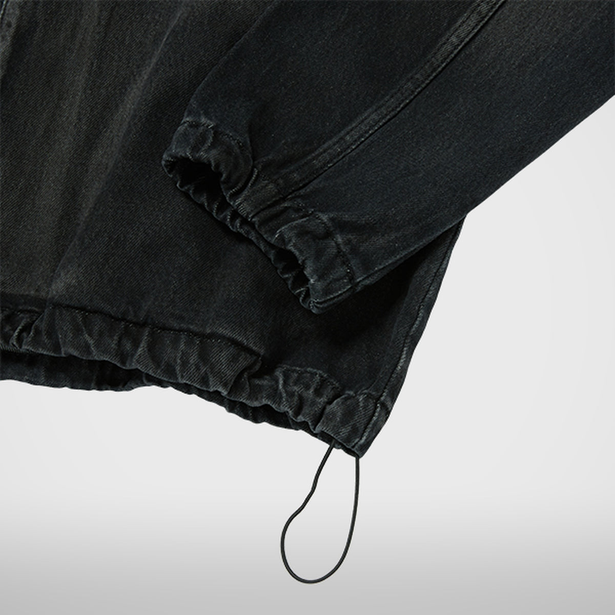 Thug Club Basic Emblem Denim Jacket in black, view 6 of 7