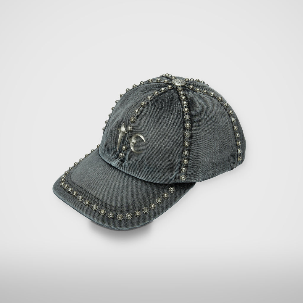 Thug Club Studded Denim Cap in black, view 2 of 3