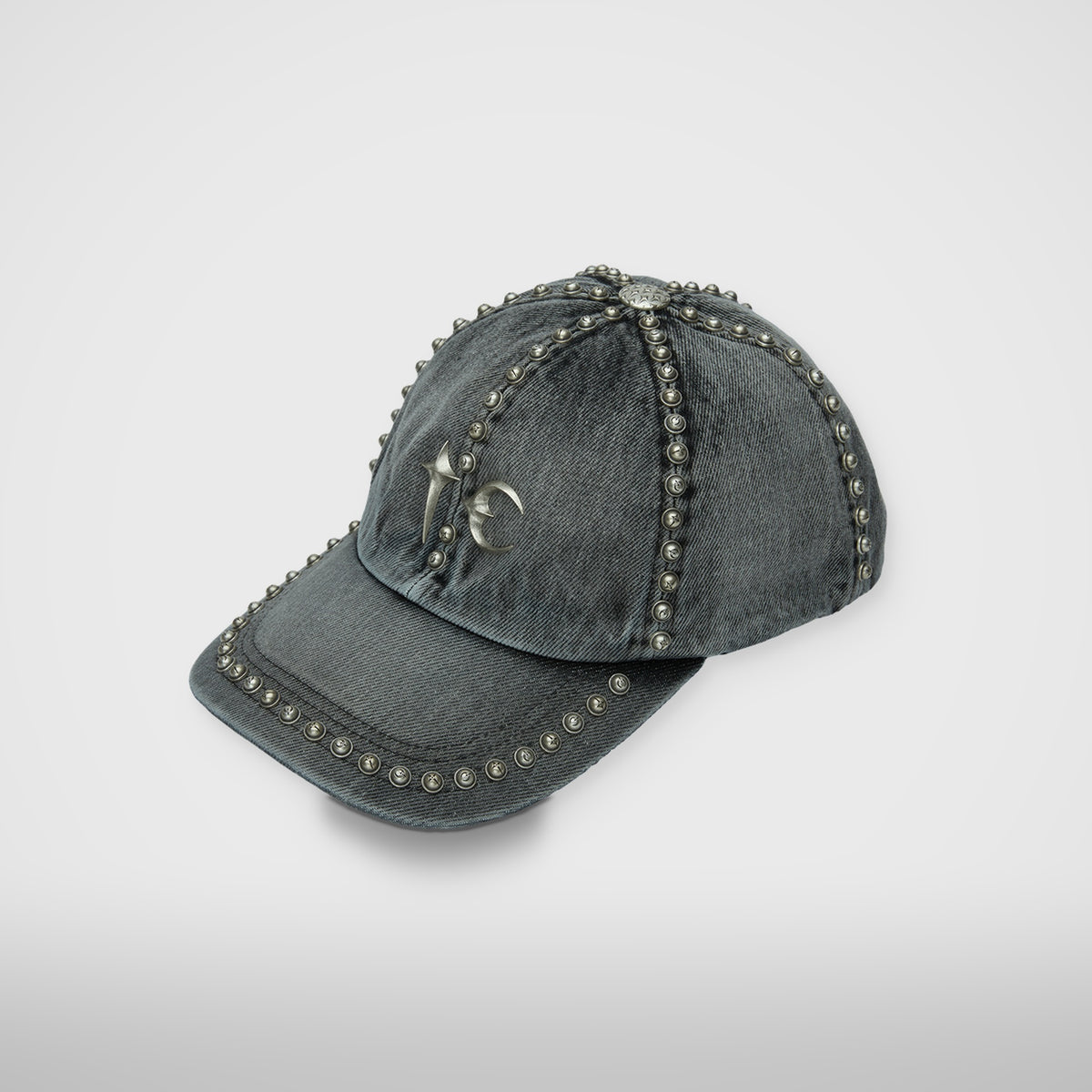 Thug Club Studded Denim Cap in black, view 2 of 3