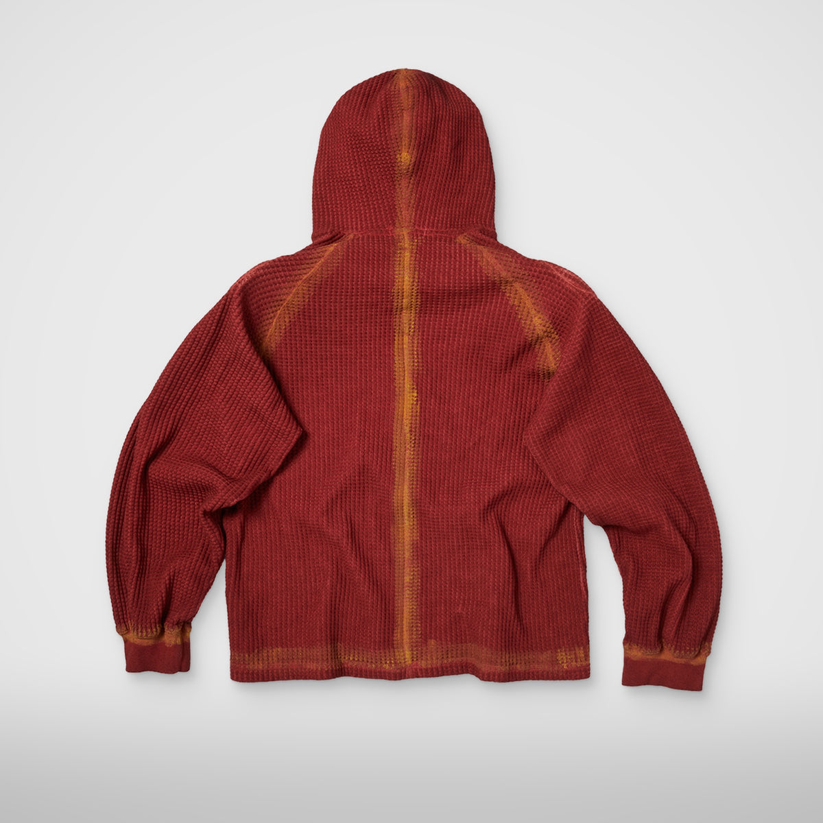 Thug Club Bulk Shoulder Painted Line Waffle Hoodie in red/yellow, view 2 of 2