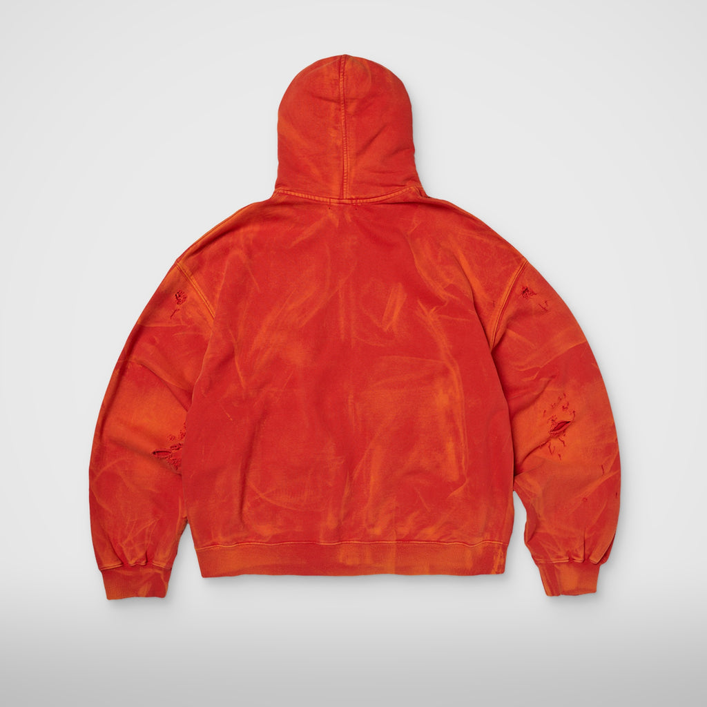 Thug Club TC Two Tone Washed Zip-Up Hoodie in red, back view