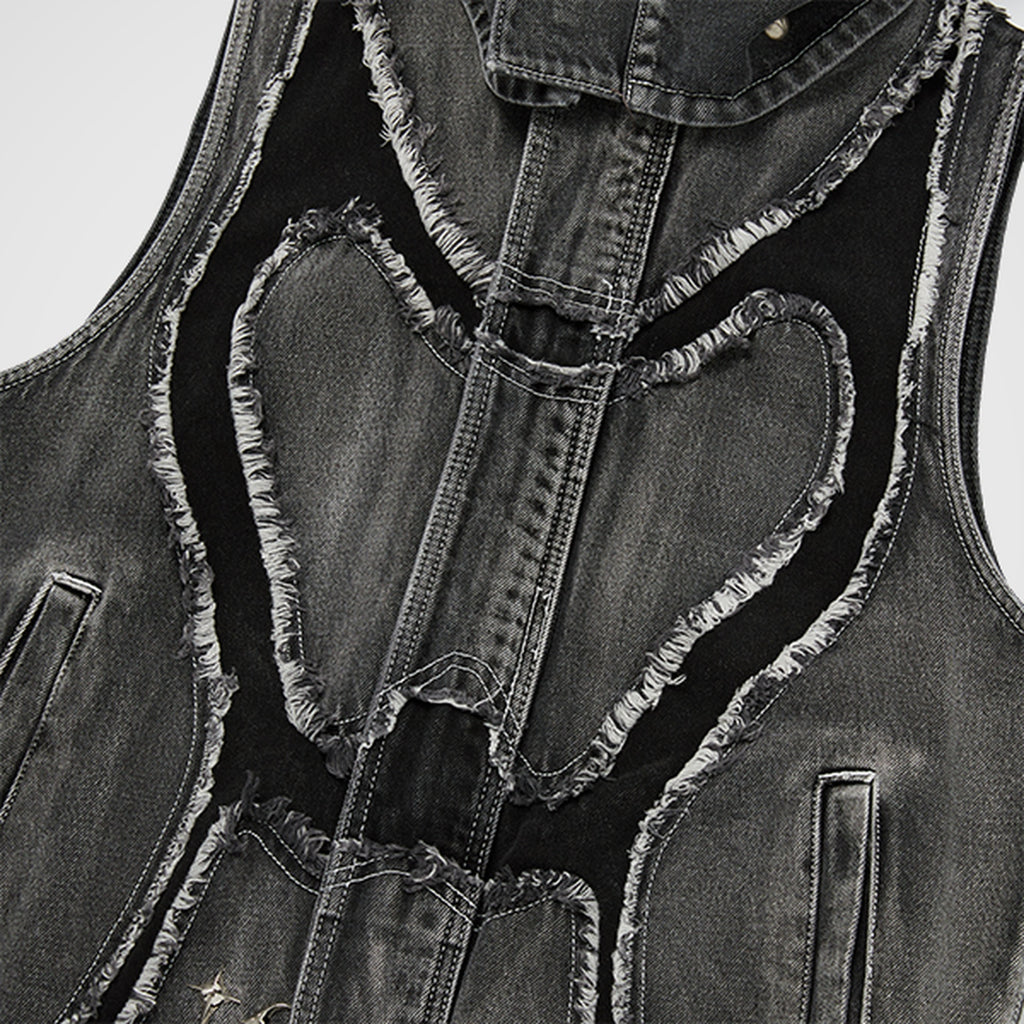 Thug Club Cave Denim Vest in black, view 3 of 10