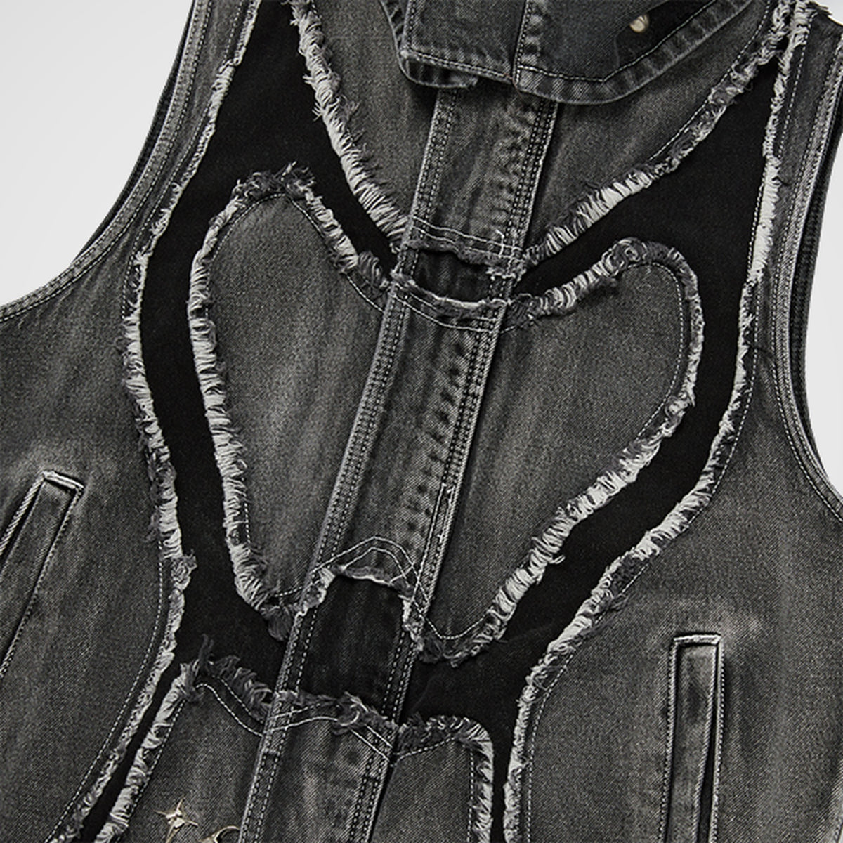 Thug Club Cave Denim Vest in black, view 3 of 10
