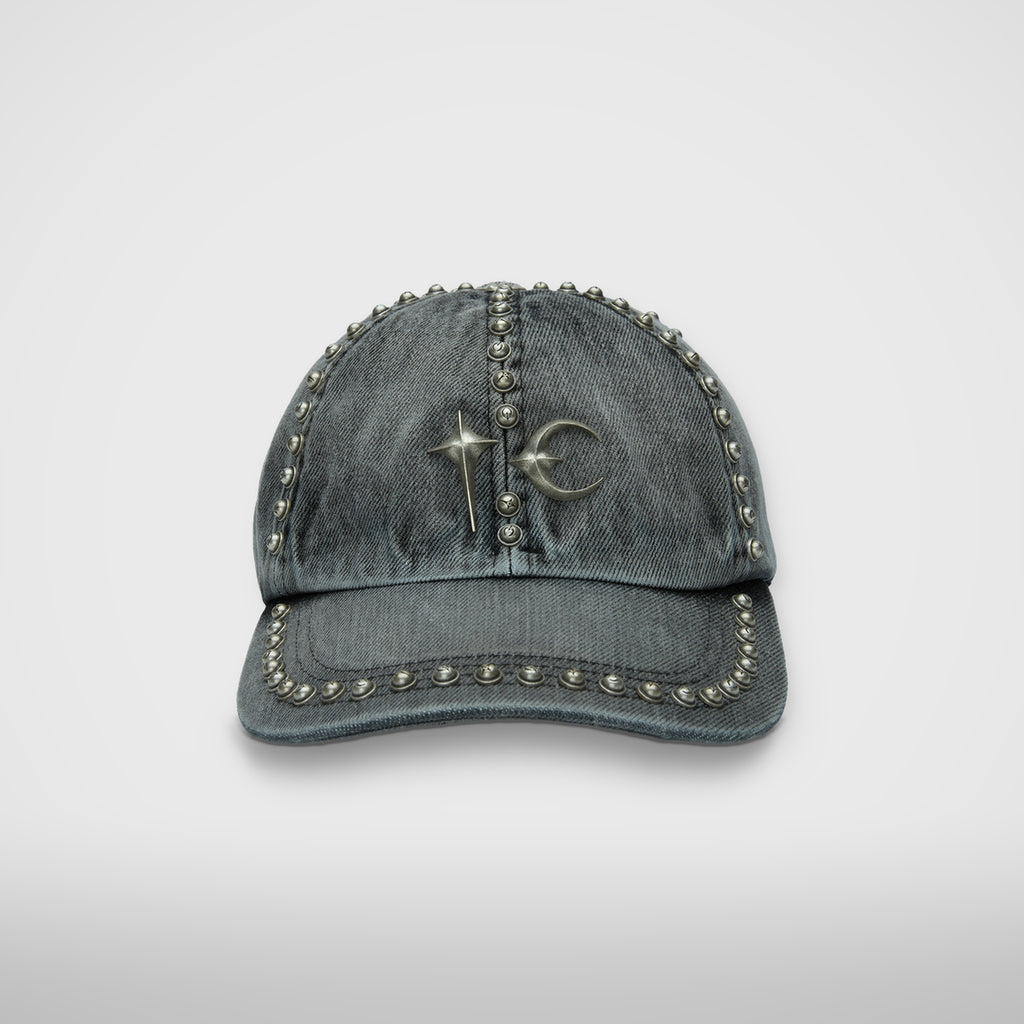 Thug Club Studded Denim Cap in black