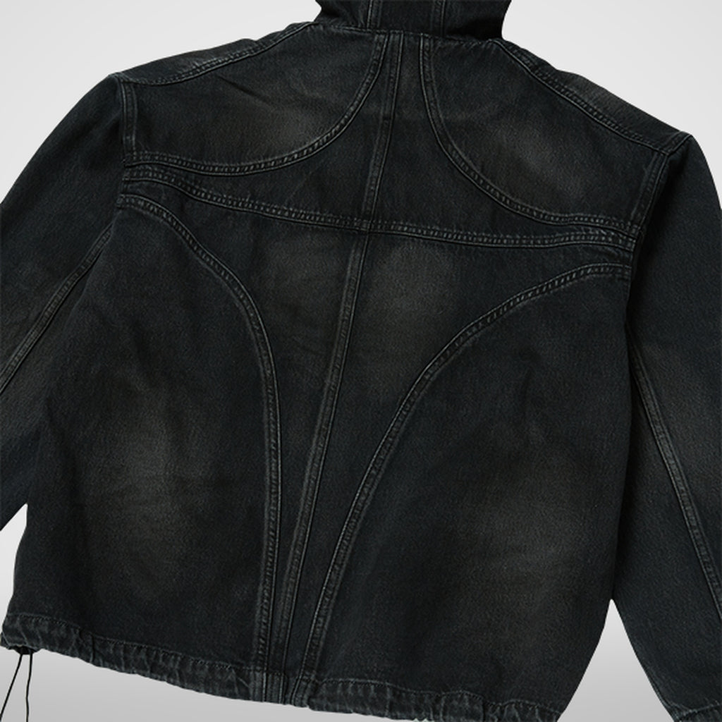 Thug Club Basic Emblem Denim Jacket in black, view 7 of 7