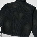 Thug Club Basic Emblem Denim Jacket in black, view 7 of 7
