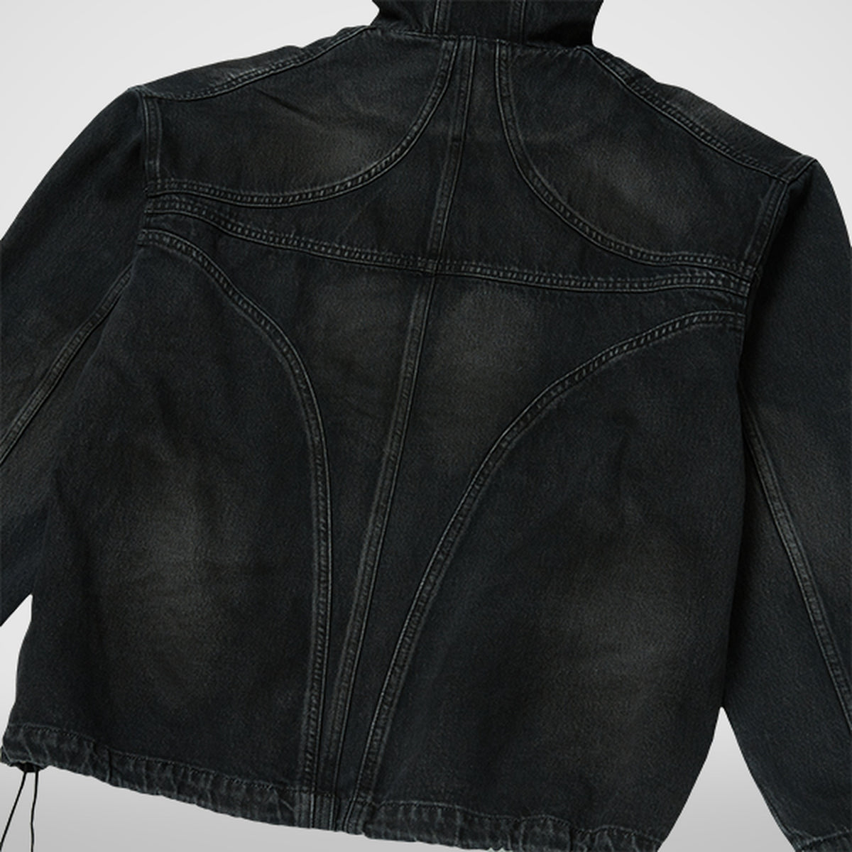 Thug Club Basic Emblem Denim Jacket in black, view 7 of 7