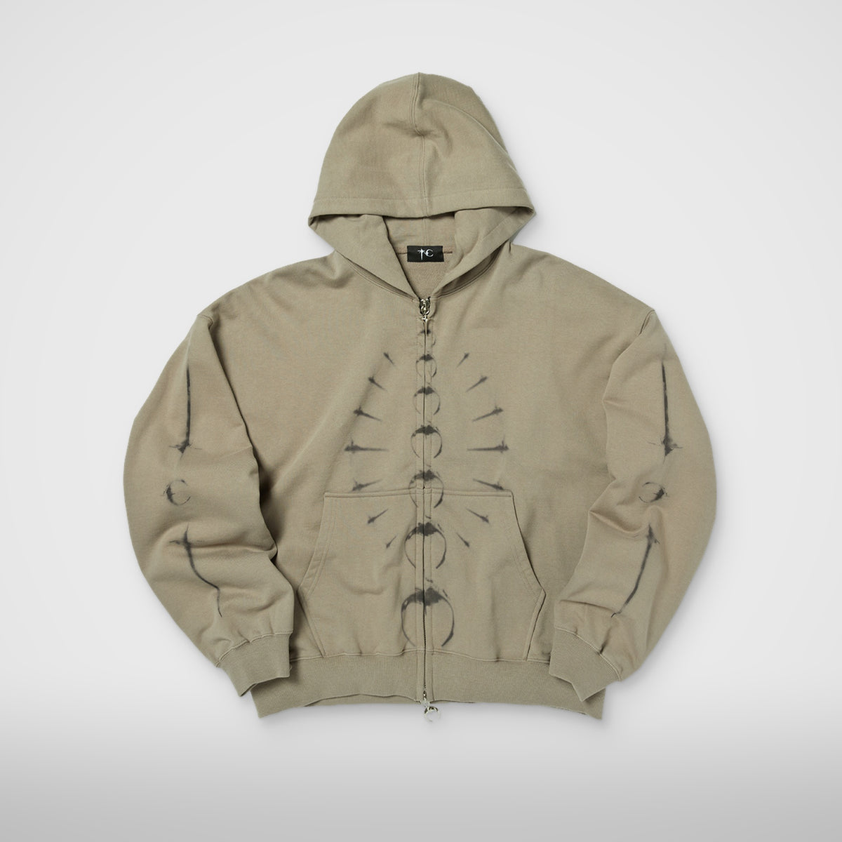 Thug Club TC Ribcage Zip-Up Hoodie in brown, front view