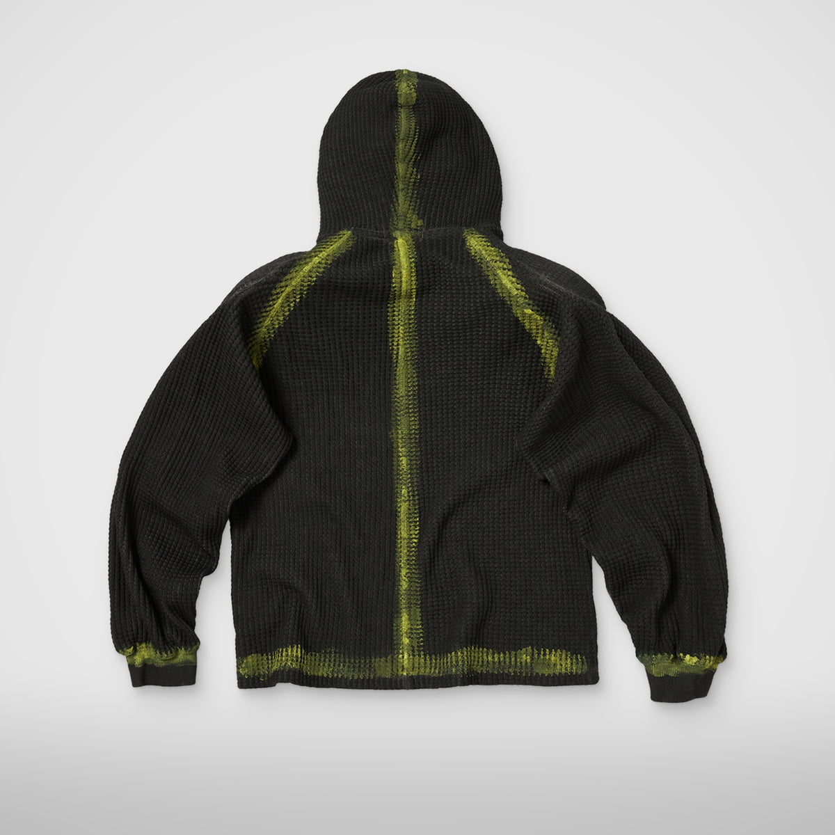 Thug Club Bulk Shoulder Painted Line Waffle Hoodie in black/yellow, view 2 of 2