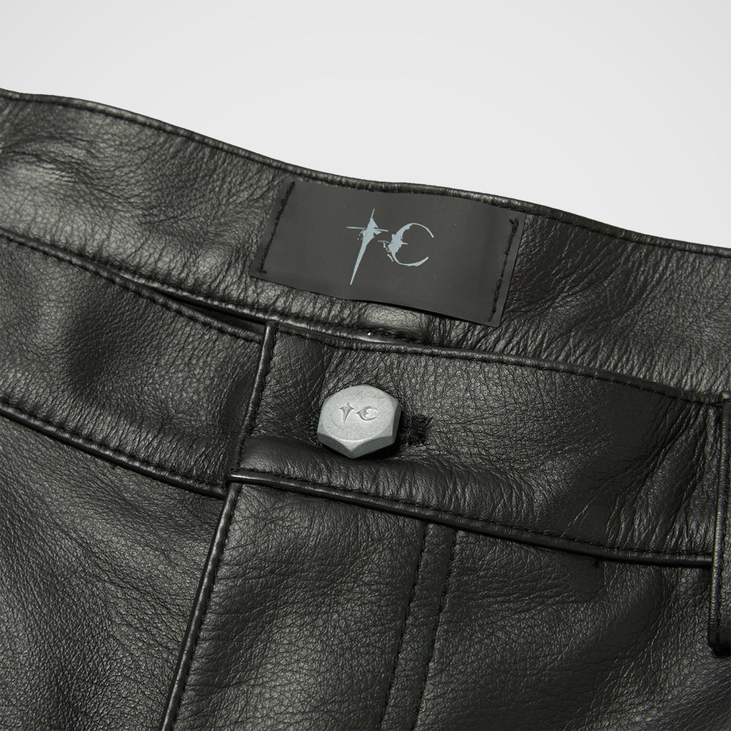 Thug Club TC Leather Studed Work Pants in black, view 3 of 10