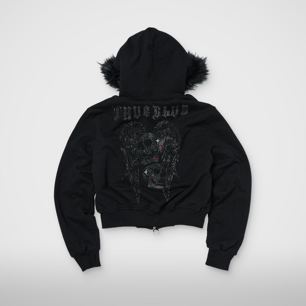 Thug Club TC Angels Crystal Embellished Hooded Zip-Up in black, view 2 of 2