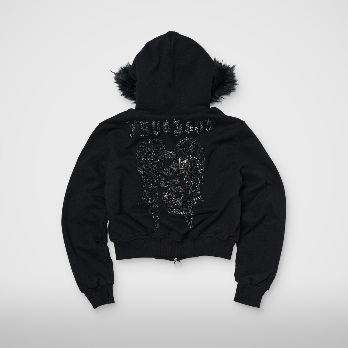 Thug Club TC Angels Crystal Embellished Hooded Zip-Up in black, view 2 of 2