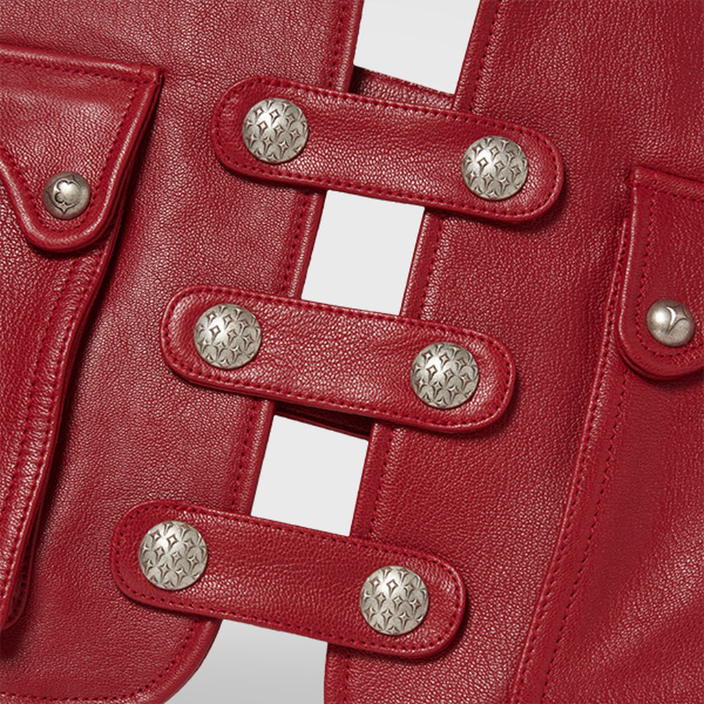 Thug Club Goat Skin Leather Vest in red, view 5 of 9