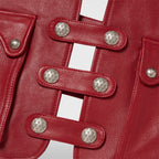 Thug Club Goat Skin Leather Vest in red, view 5 of 9