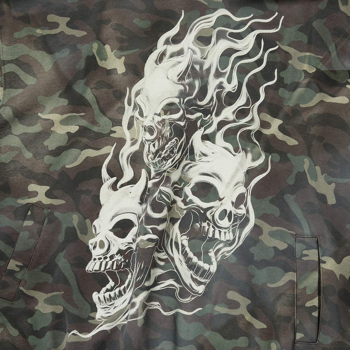 Thug Club Hotheaded Riding Skull Hoodie in camo, view 4 of 6