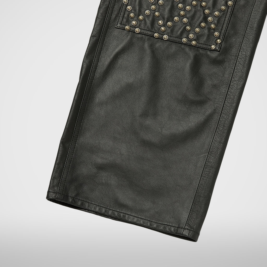 Thug Club TC Leather Studed Work Pants in black, view 7 of 10