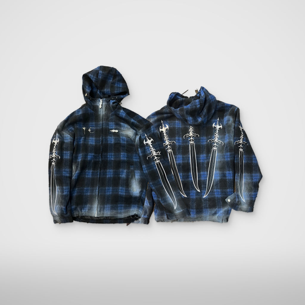 Thug Club Arab Sword Flannel Zip-Up in blue, view 2 of 2