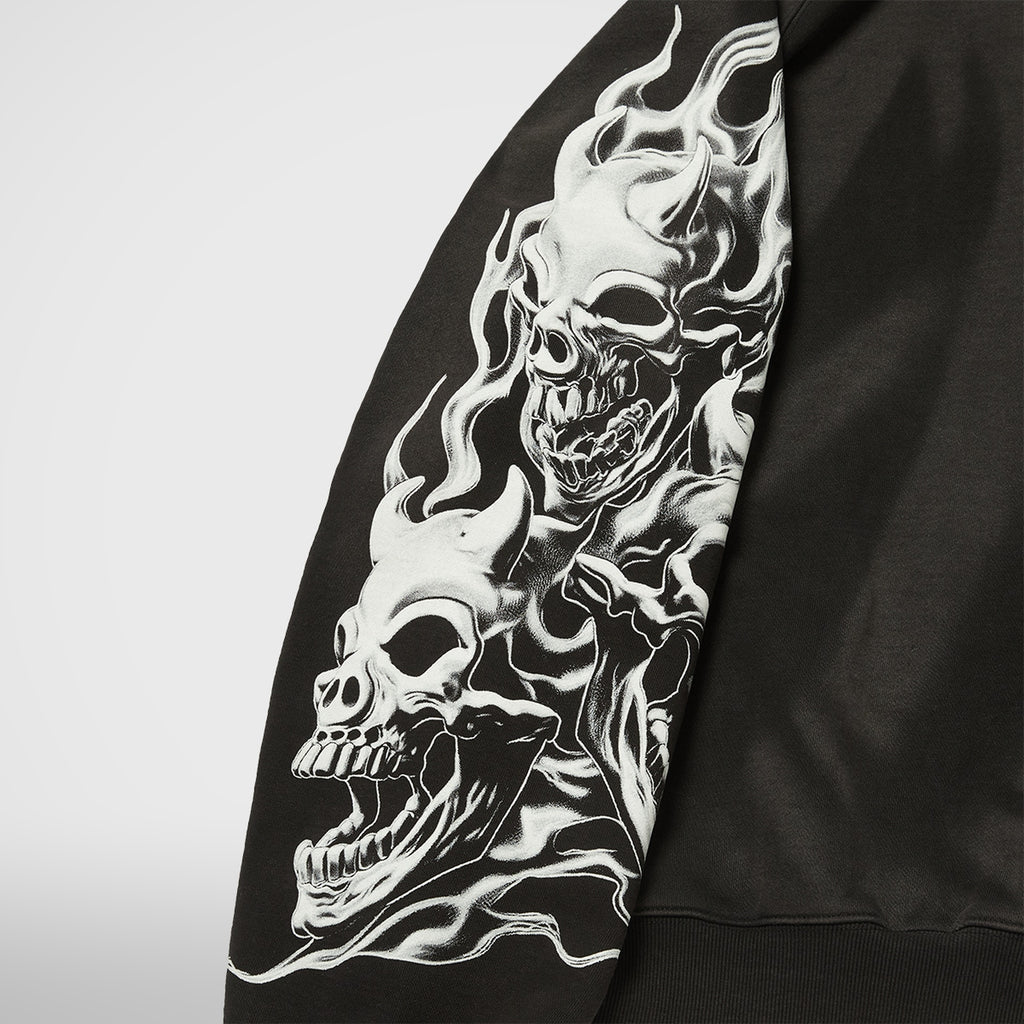 Thug Club Six Riding Skull Zip-Up Hoodie in black, view 6 of 6