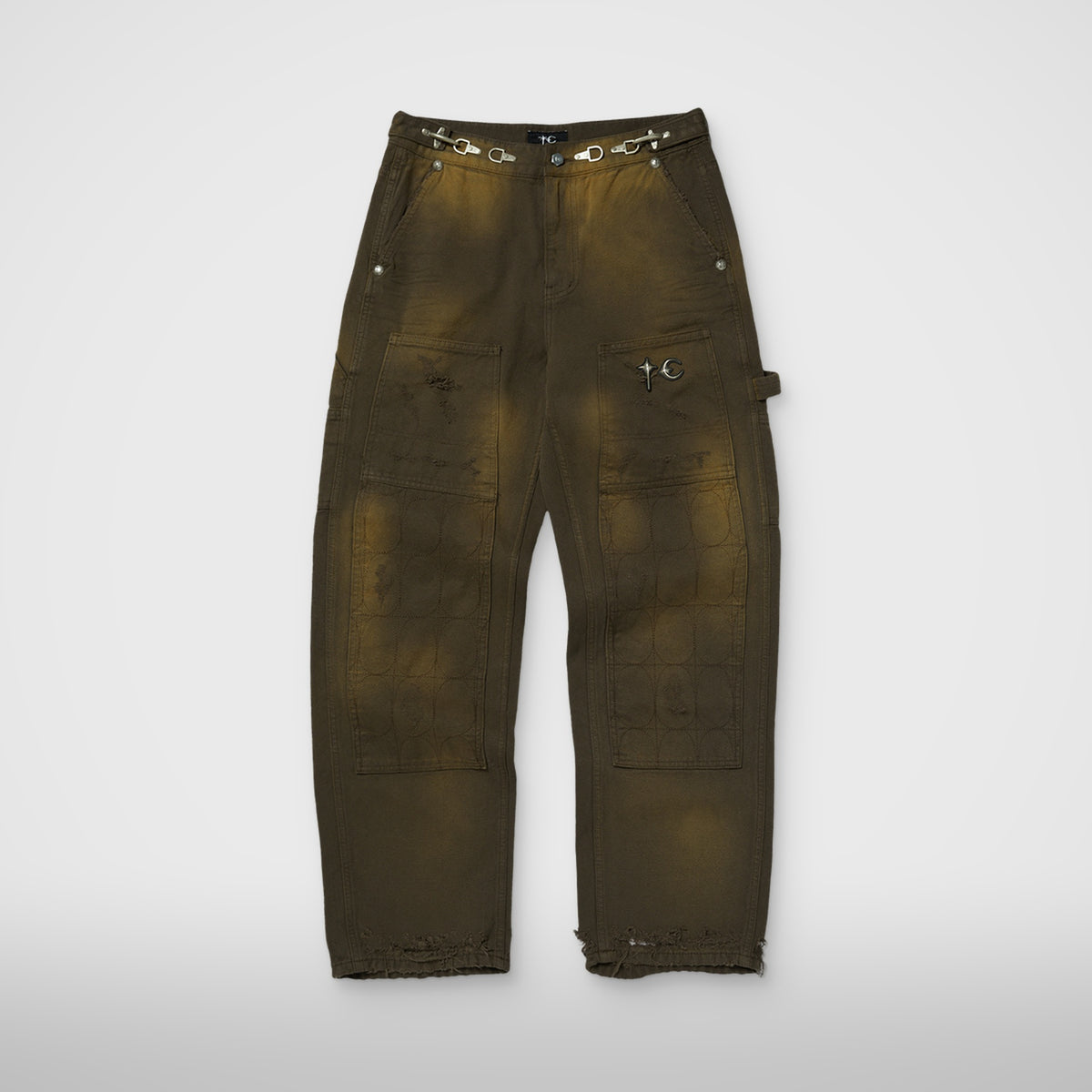 Thug Club TC Two Tone Washed Pants in olive, front view