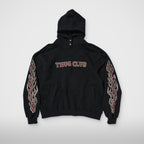 Thug Club Leather Flame Hoodie in black