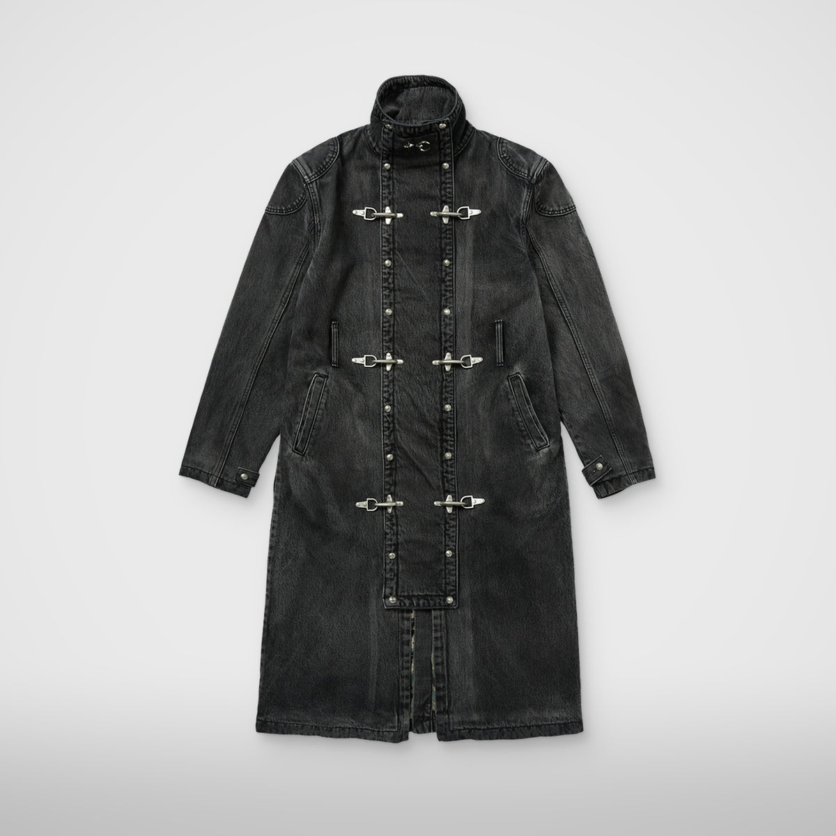 Thug Club Bio Soldier Denim Trench Coat in black