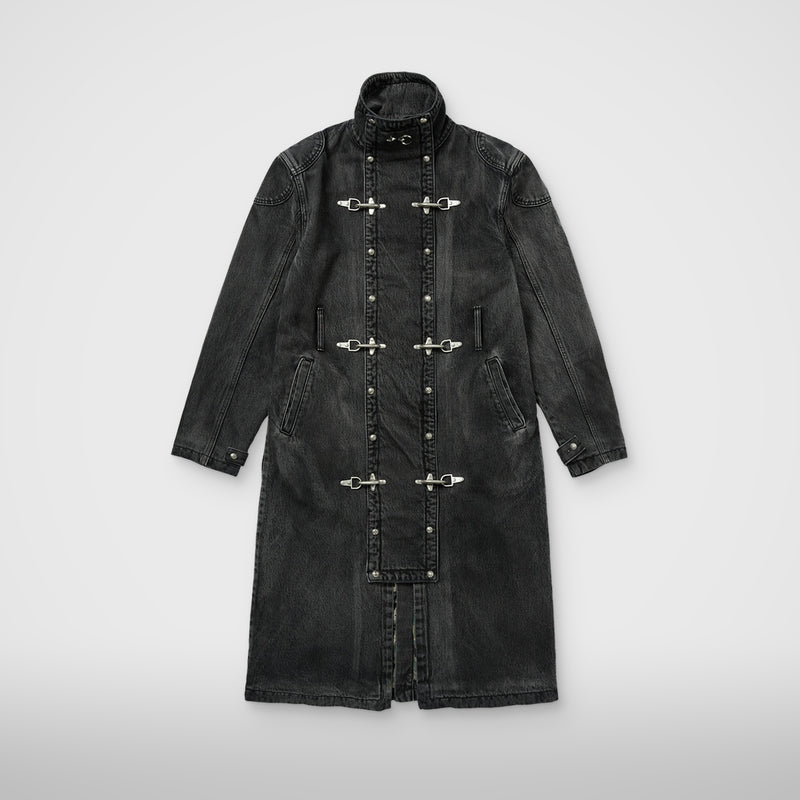 Thug Club Bio Soldier Denim Trench Coat in black