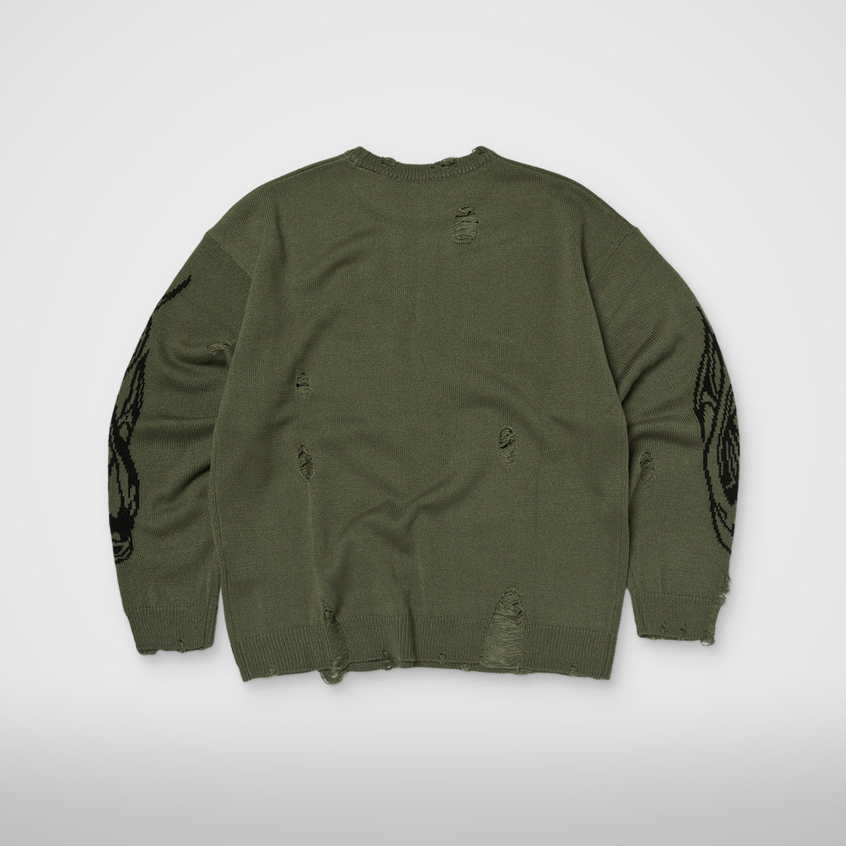 Thug Club TC Chrome Skull Knit Sweater in khaki, view 2 of 2