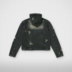 Thug Club Denim Zip-Up Hoodie in black, view 2 of 10