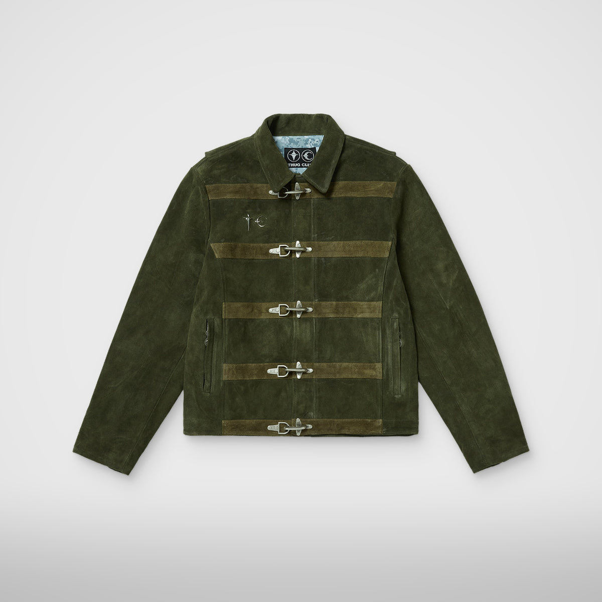 Thug Club Bio Soldier Leather Jacket in khaki