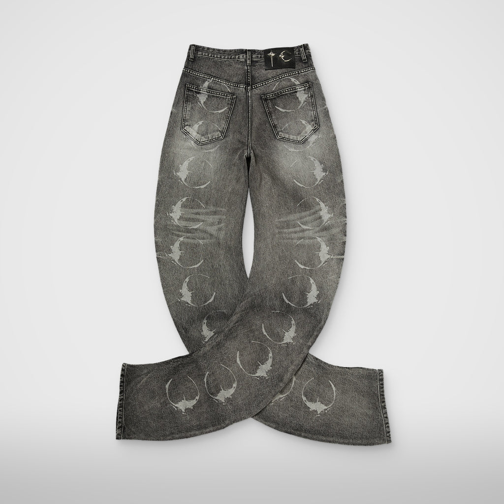 Thug Club TC Laser Washed Parkour Denim Pants in black, back view