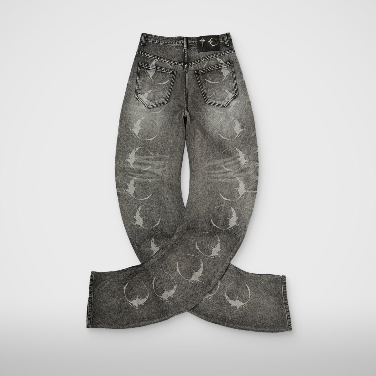 Thug Club TC Laser Washed Parkour Denim Pants in black, back view