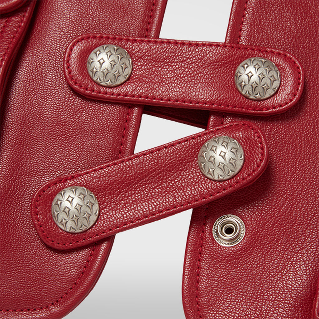Thug Club Goat Skin Leather Vest in red, view 6 of 9