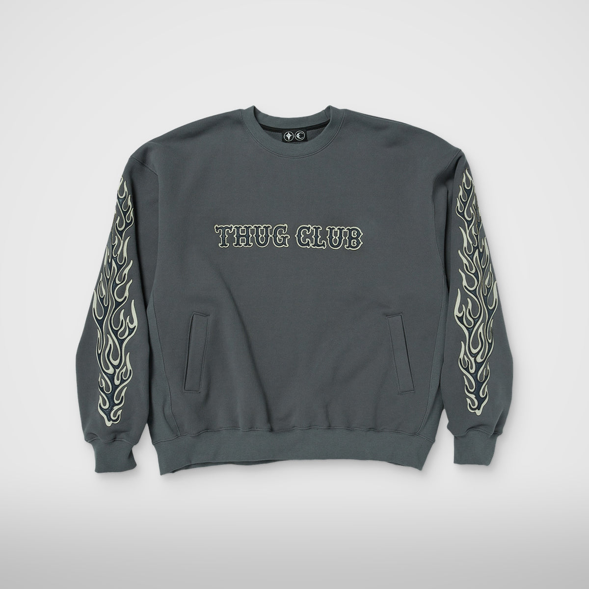 Thug Club Leather Flame Sweatshirt in gray