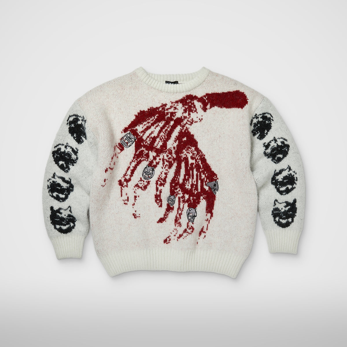 Thug Club TC Bone Cross Knit Sweater in white