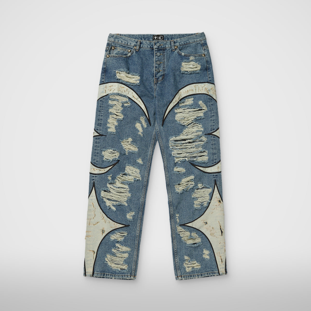 Thug Club TC Leather Washing Denim Pants (War Ver.) in blue, front view