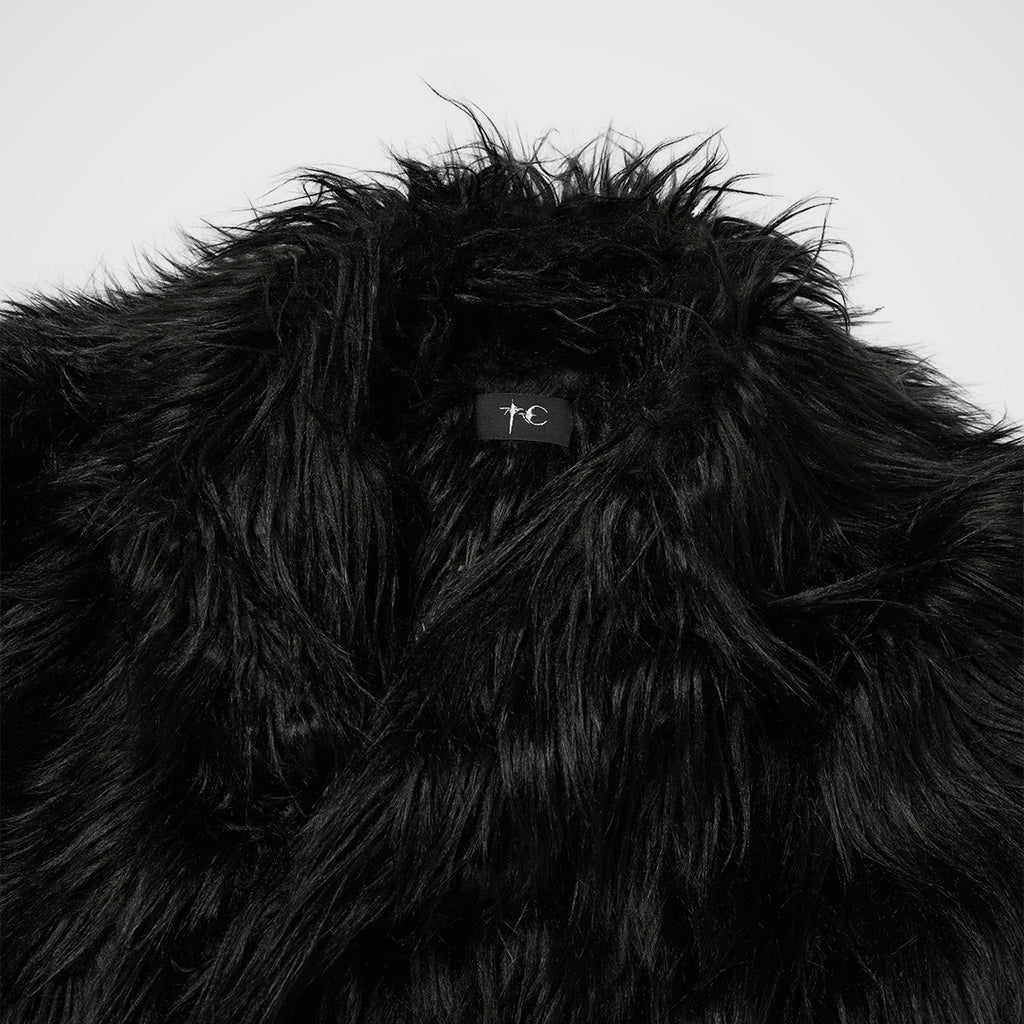 Thug Club TC Crow Fur Coat in black, view 3 of 8