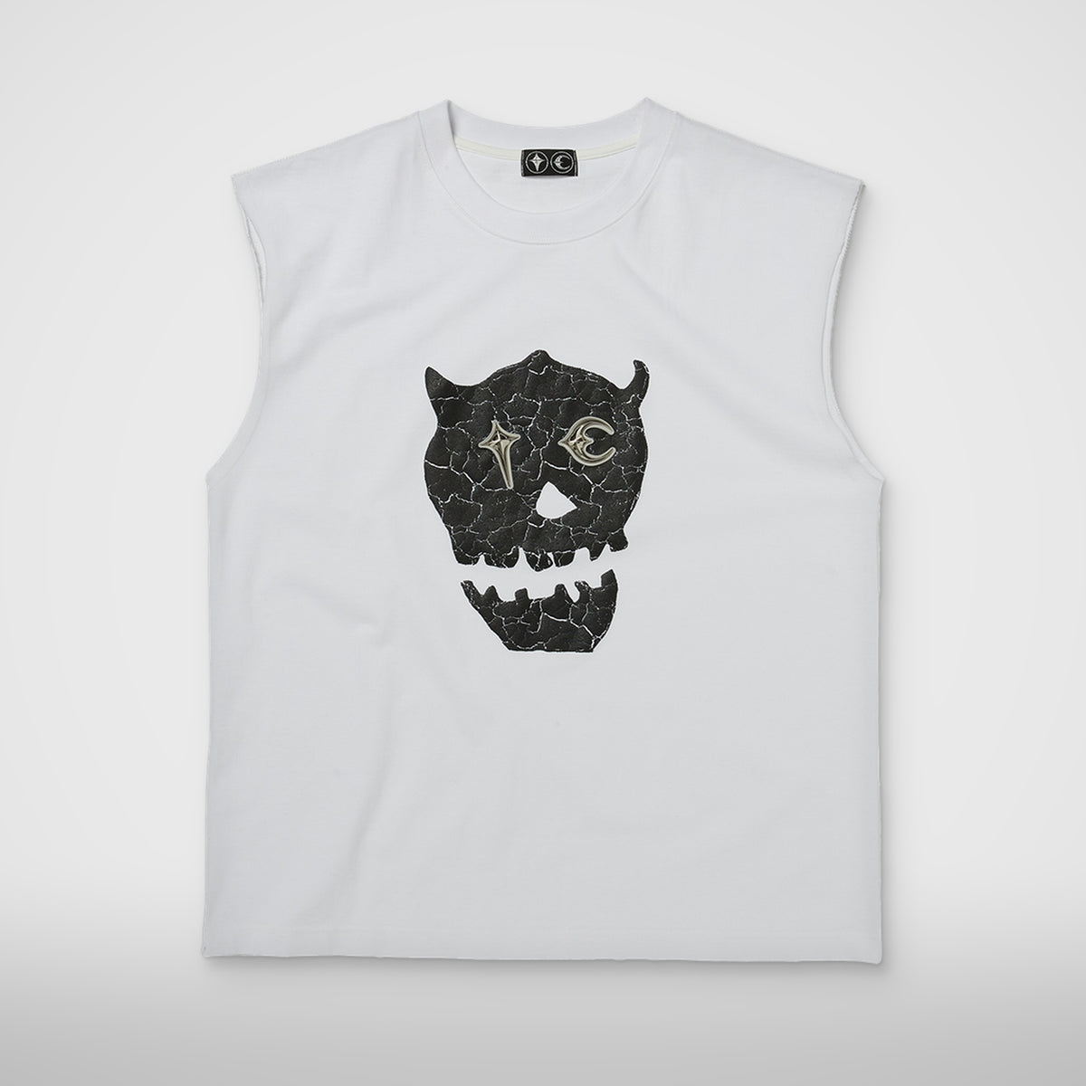 Thug Club TC Skull Sleeveless in white, front view