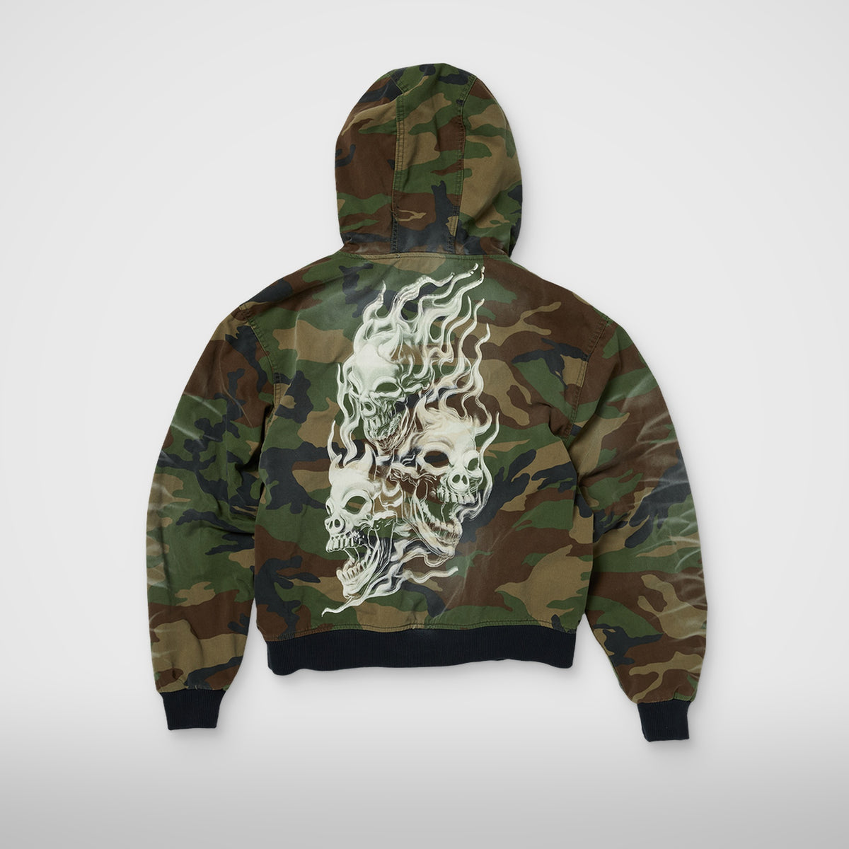 Thug Club Three Riding Skull Vintage Jacket in camo, view 2 of 4