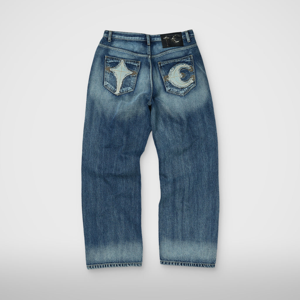 Thug Club TC Bone Leather Denim Pants in blue, view 2 of 2