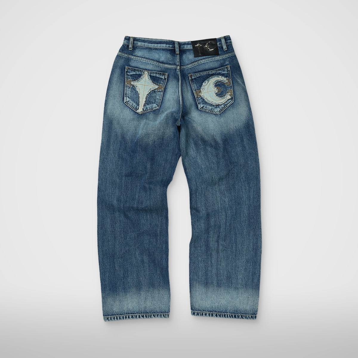 Thug Club TC Bone Leather Denim Pants in blue, view 2 of 2