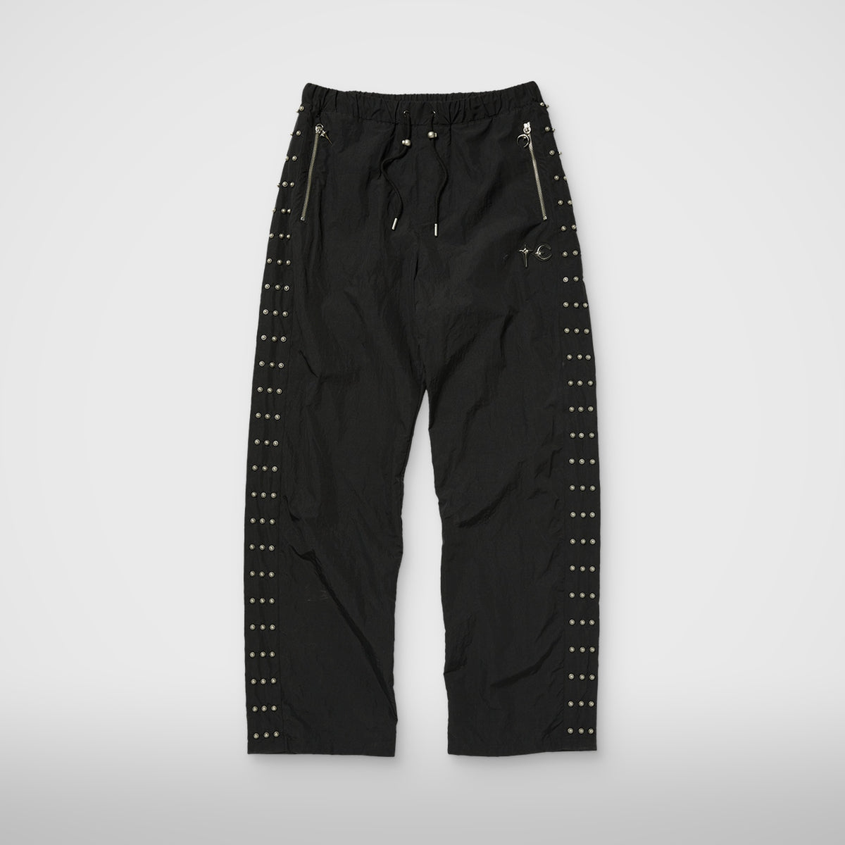 Thug Club Triple Line Stud Track Pants in black, front view